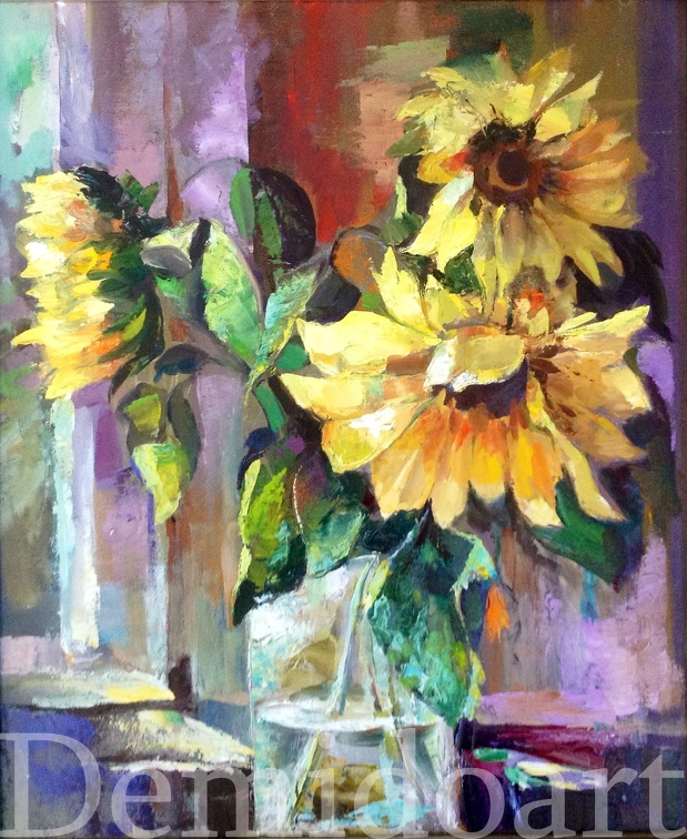 sunflower bouqet oil on canvas 20x24