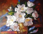 white flowers oil in canvas 26x32