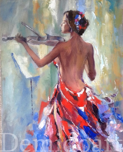 violinist oil on canvas 16x20