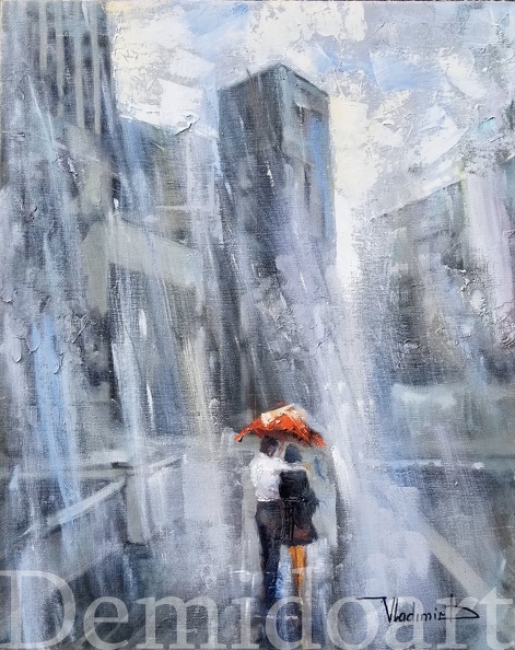 couples under rain 