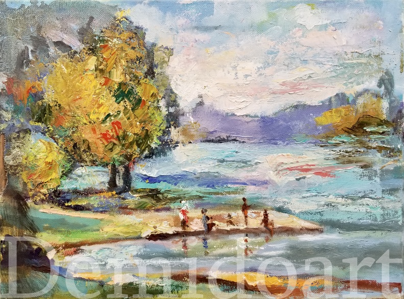 kids on a lake,12x16,oil on canvas,Vladimir Demidovich,$190.jpg