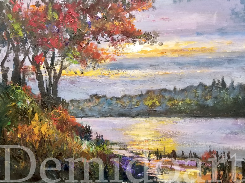 sunset on the river,18x24,oil on canvas,Vladimir Demidovich,$400.jpg