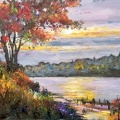 sunset on the river,18x24,oil on canvas,Vladimir Demidovich