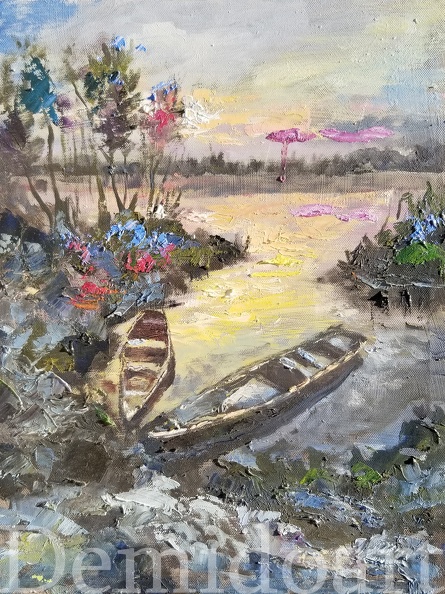 boats,11x14,oil,canvas,Vladimir Demidovich