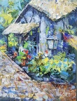 Cottage,Portugal,22x24,oil,cold wax