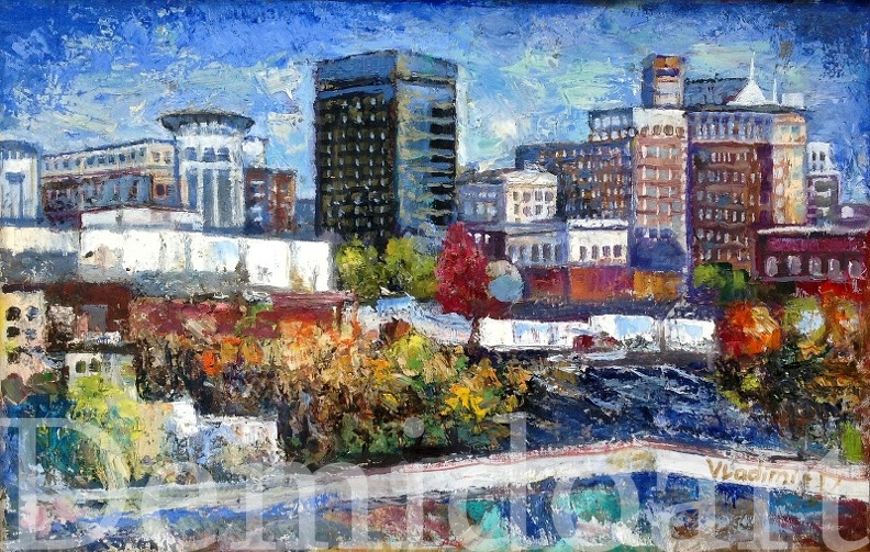 12x19 oil on canvas  board Greenville view