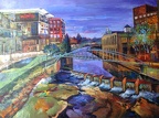Greenville at night oil on canvas 16x20