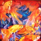 golden fish oil on canvas 26x26