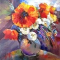 poppies in a vase ,oil on canvas 24"x24"