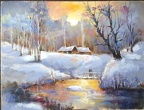 winter in a county,oil on canvas ,20"x26"