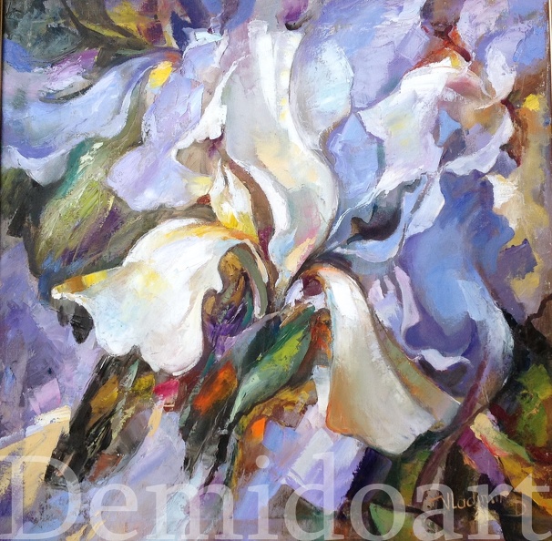 irises ,oil on canvas,26"x26"