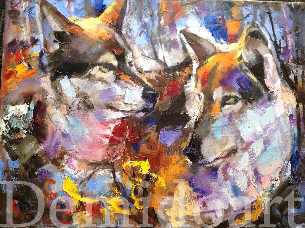wolves ,oil on canvas 18"x24"