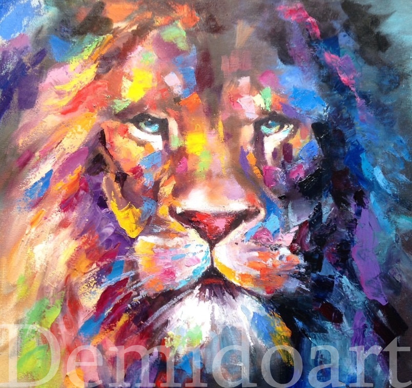 lion,,oil on canvas,22"x22"