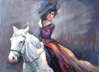 lady is riding,oil on canvas 24"x36"