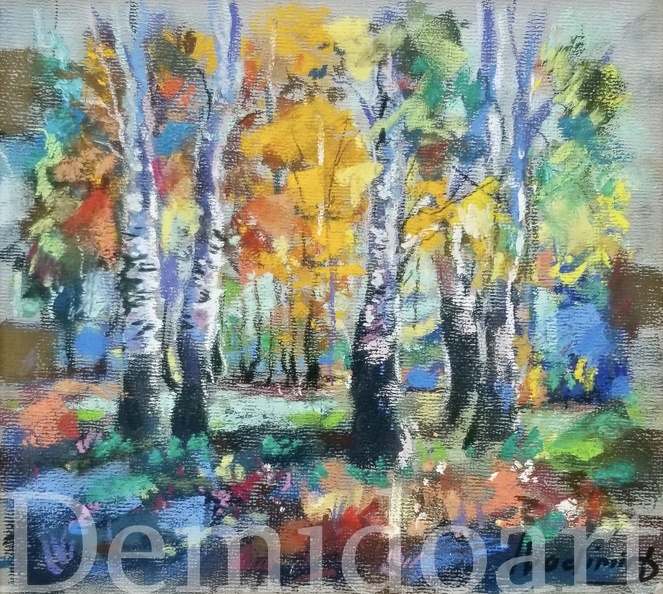 Forest,11x12,pastel,Vladimir Demidovich