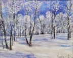 Winter in a forest,8x9,pastel,Vladimir Demidovich